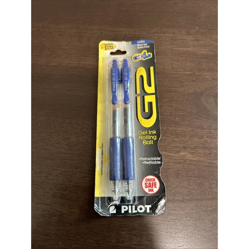 Pilot G2 Retractable Premium Gel Ink Roller Ball Pens Bold Point 2 Pk Blue Ink 1